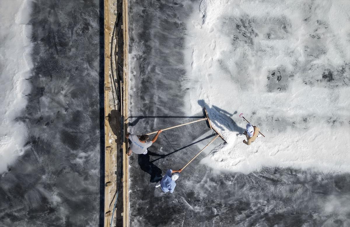 Tuz üreticilerinin hasat mesaisi