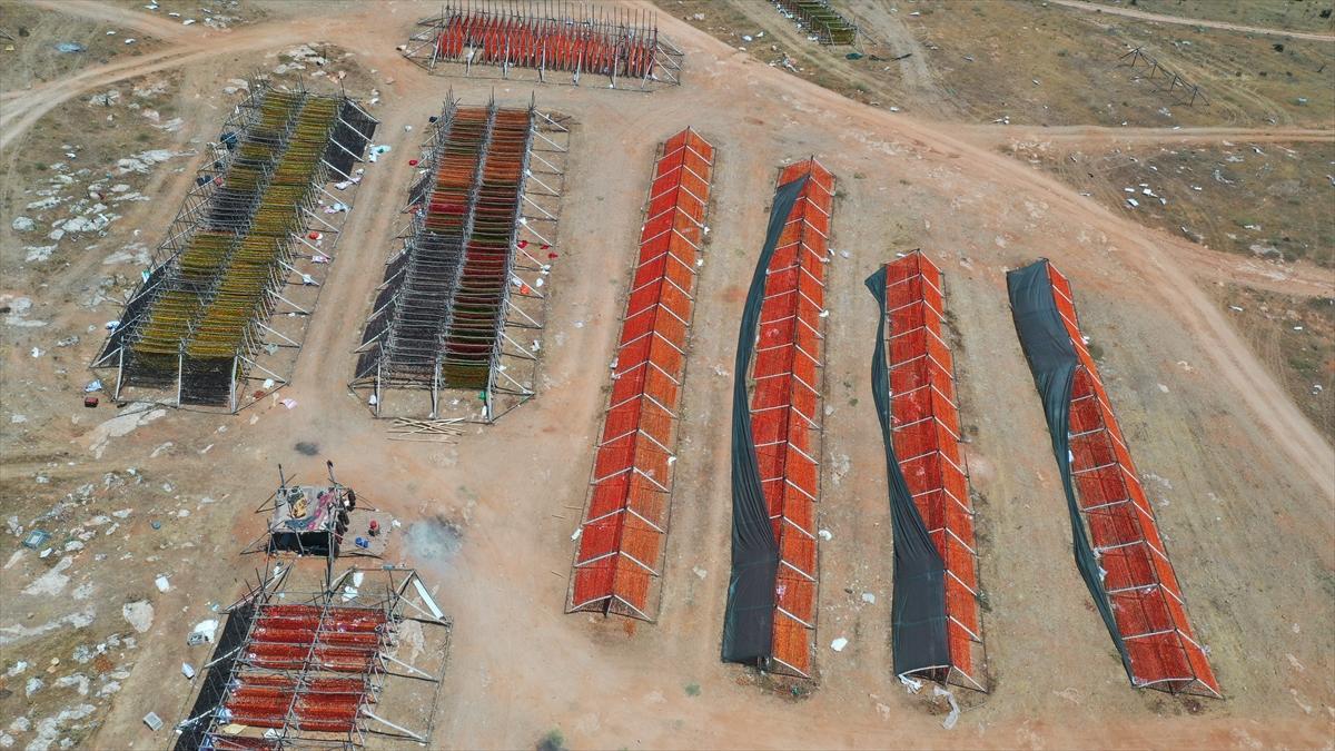 Gaziantep'te güneşte kurutlan sebzelerden rengarenk görüntüler