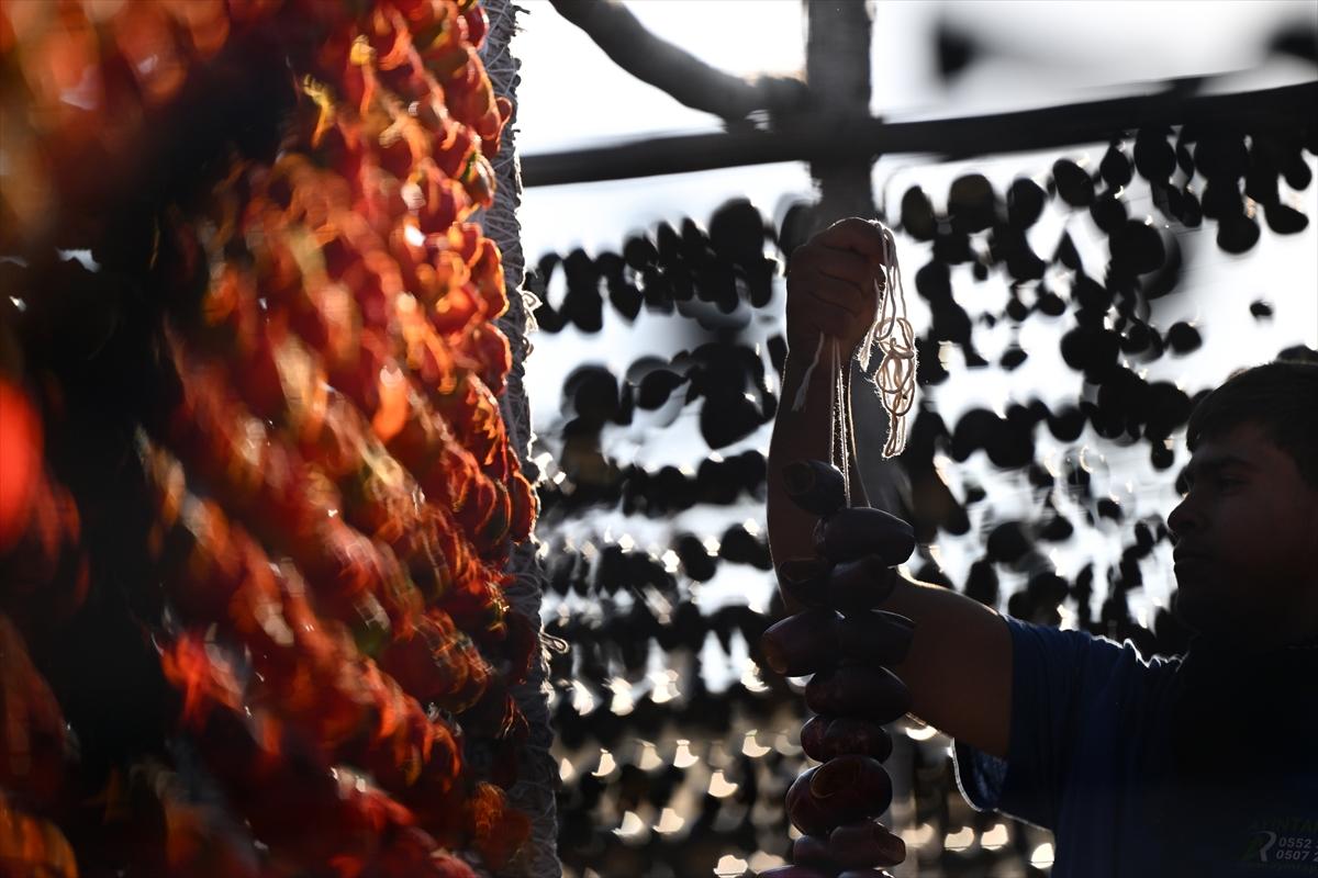 Gaziantep'te güneşte kurutlan sebzelerden rengarenk görüntüler