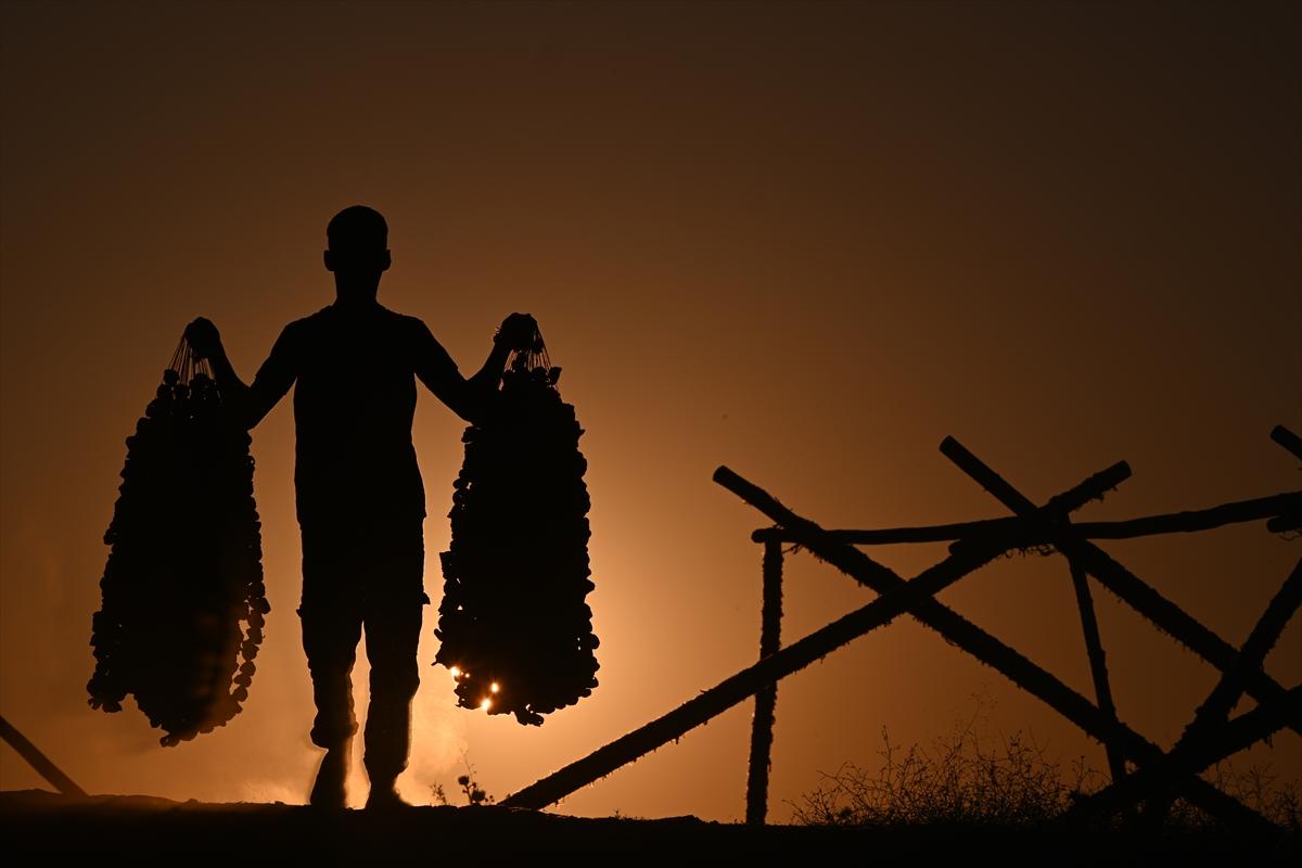 Gaziantep'te güneşte kurutlan sebzelerden rengarenk görüntüler