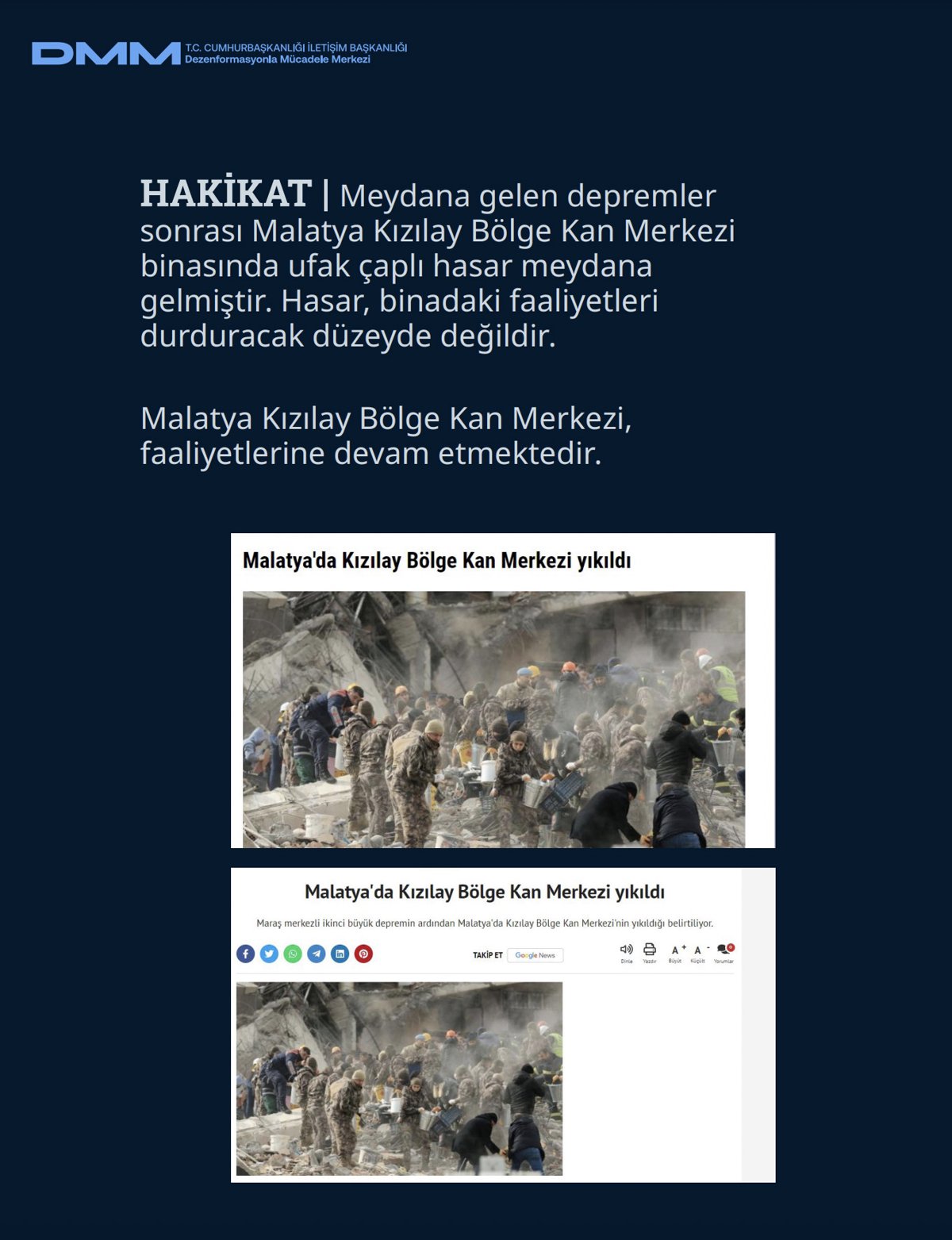 DMM, 6 Şubat depreminde yalan kampanyaları ifşa etti