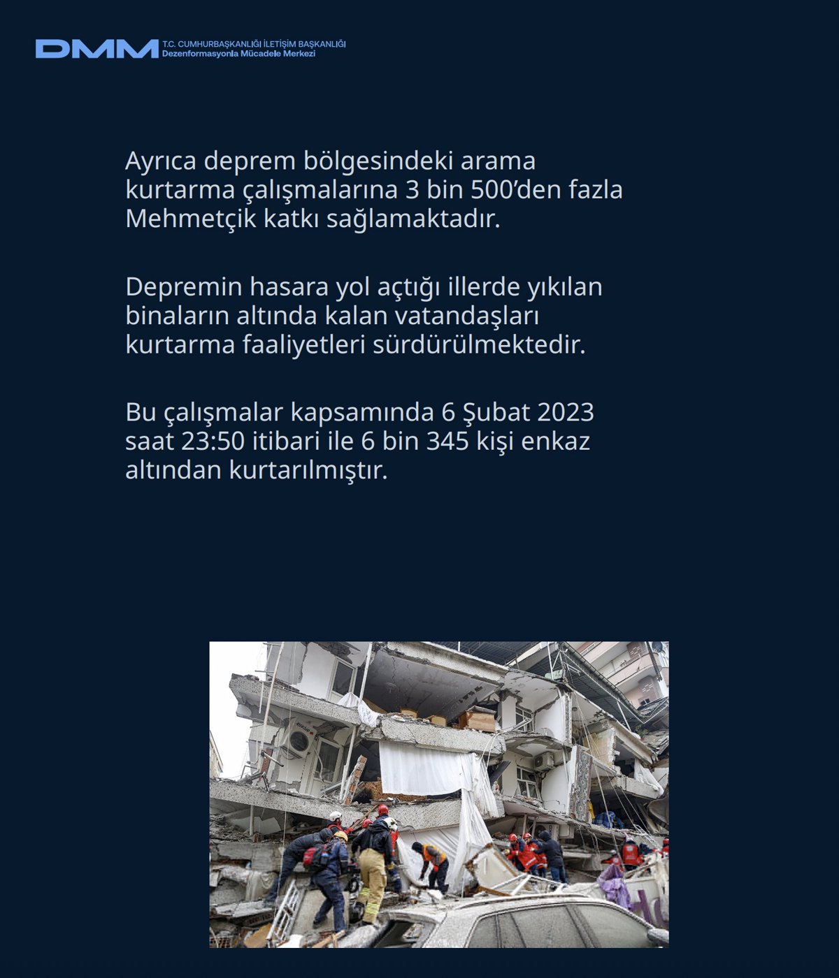 DMM, 6 Şubat depreminde yalan kampanyaları ifşa etti