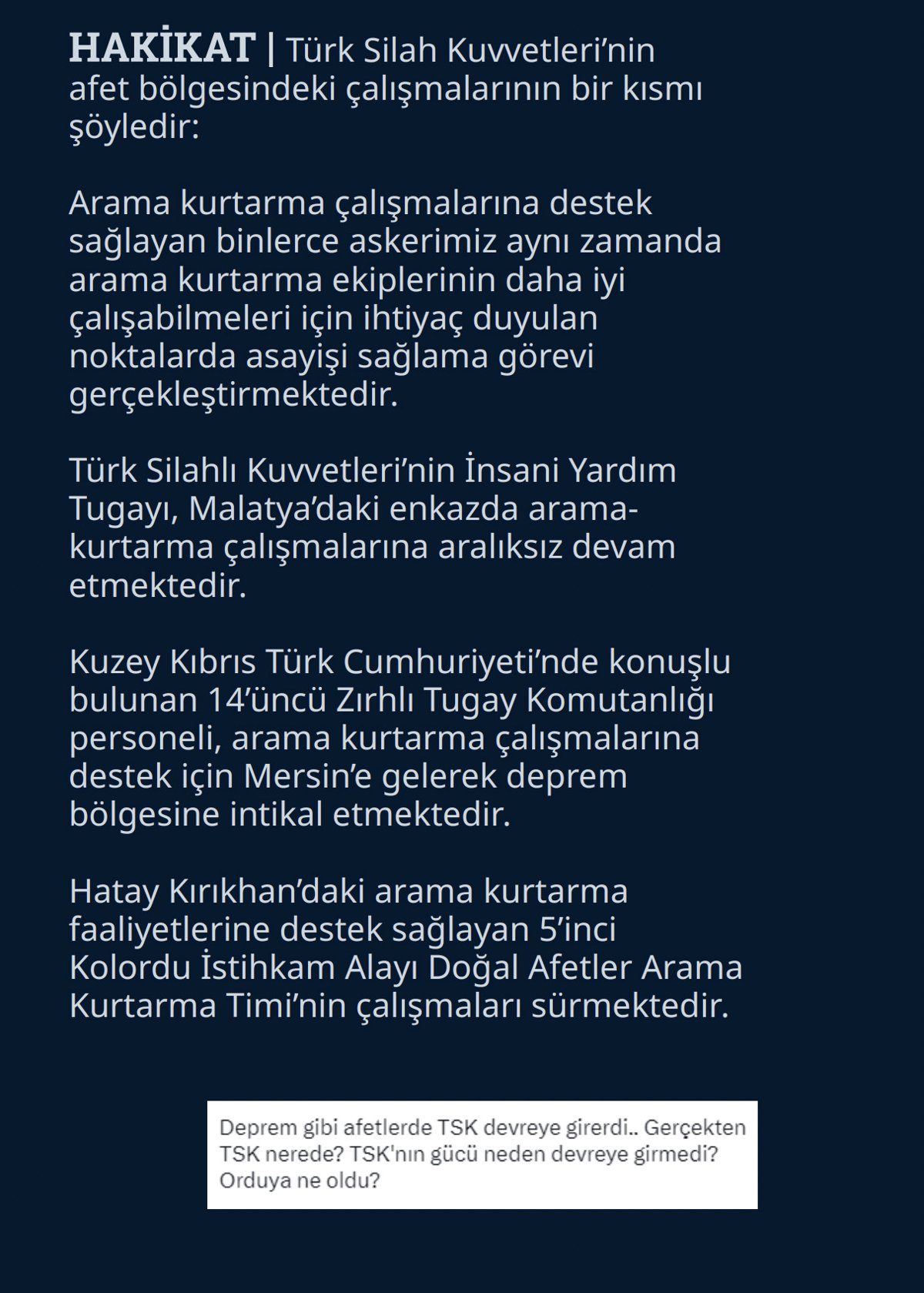 DMM, 6 Şubat depreminde yalan kampanyaları ifşa etti