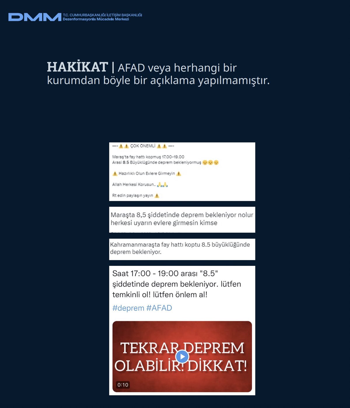 DMM, 6 Şubat depreminde yalan kampanyaları ifşa etti