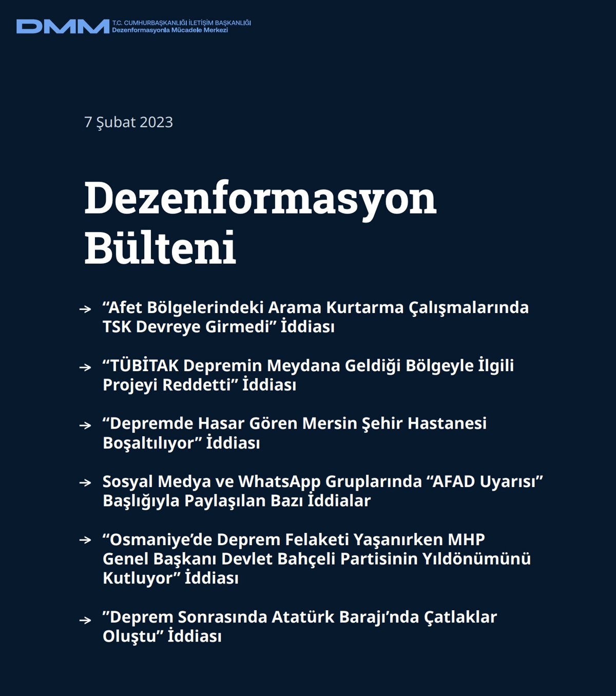 DMM, 6 Şubat depreminde yalan kampanyaları ifşa etti