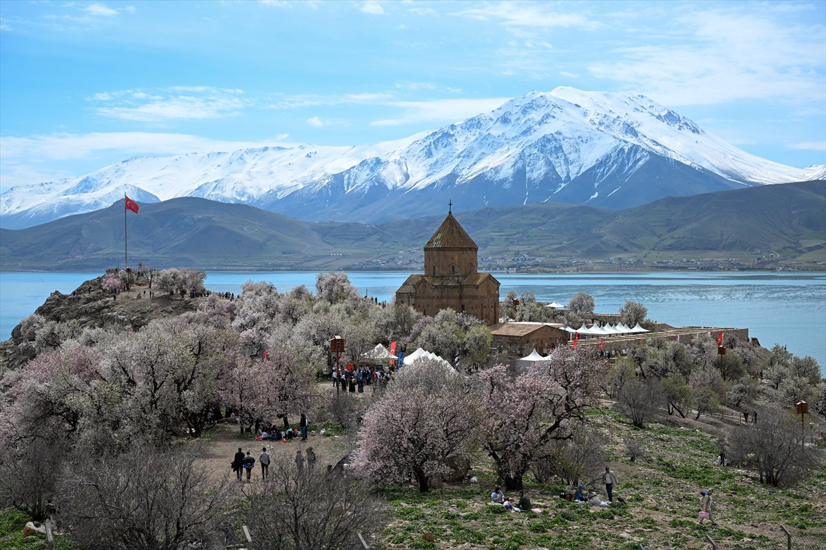 Akdamar Adası, Badem Çiçekleri Festivaliyle renkli görüntülere sahne oldu
