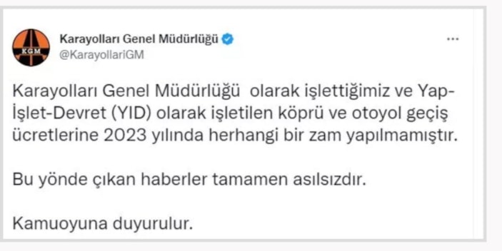 Köprü ve otoyollara zam yapıldı mı? Resmi açıklama geldi!