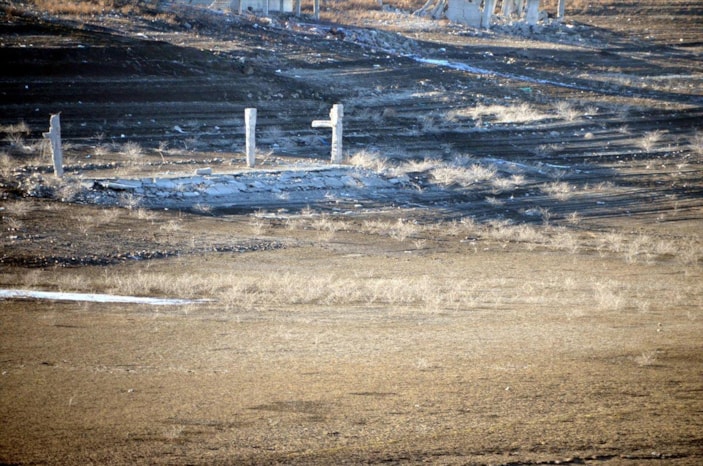 Muş'ta Alparslan-1 Barajı'nın su seviyesindeki düşüş devam ediyor