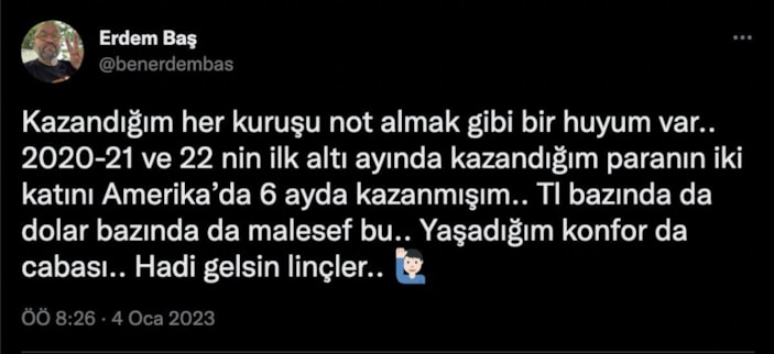 Erdem Baş, Türkiye ve ABD'de kazandığı parayı karşılaştırdı