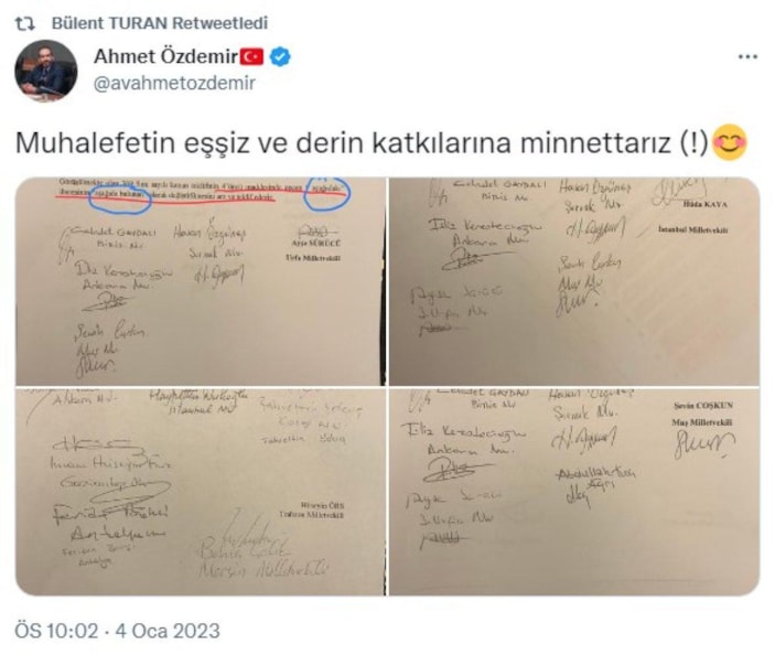Muhalefet partilerinin kanun tekliflerine verdiği değişiklik önerileri