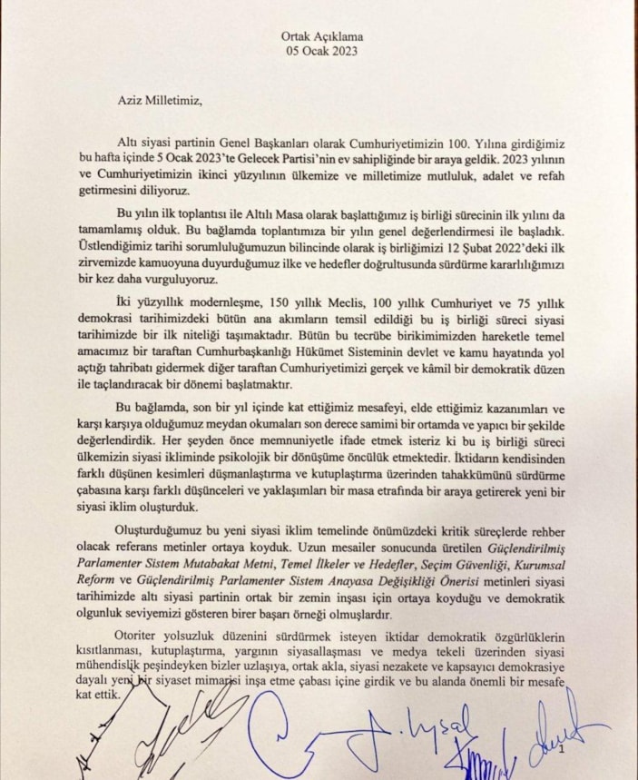 6'lı masa toplantısı sonrası yazılı açıklama