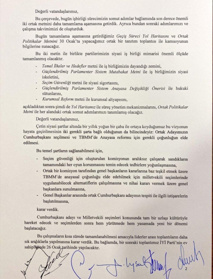 6'lı masa toplantısı sonrası yazılı açıklama