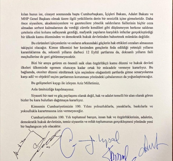 6'lı masa toplantısı sonrası yazılı açıklama