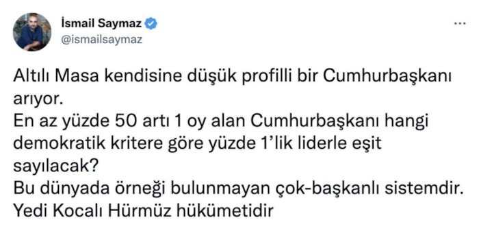 İsmail Saymaz'dan 6'lı masaya adaylık eleştirisi
