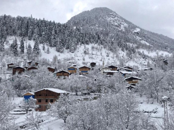 Sakin şehir Şavşat'tan kar manzaraları