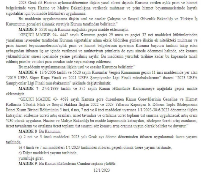 Memur ve emekli maaş zammı kanun teklifi, Resmi Gazete'de