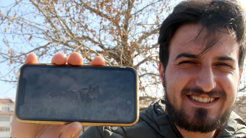 Sivas'ta karşısına çıkan 'canavarı' görüntüledi