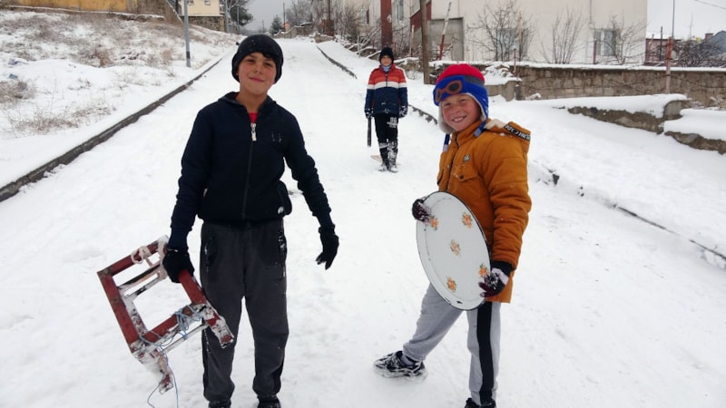 Yozgat'ta karın keyfini çocuklar çıkardı