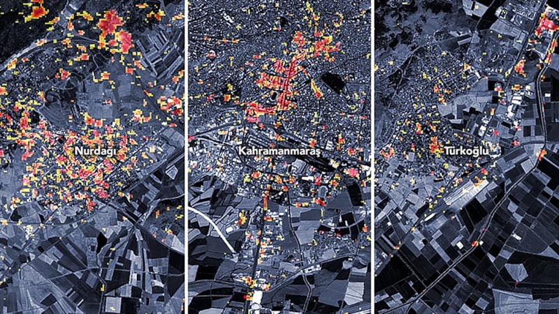 NASA, 3 bölgedeki deprem hasarını gösterdi