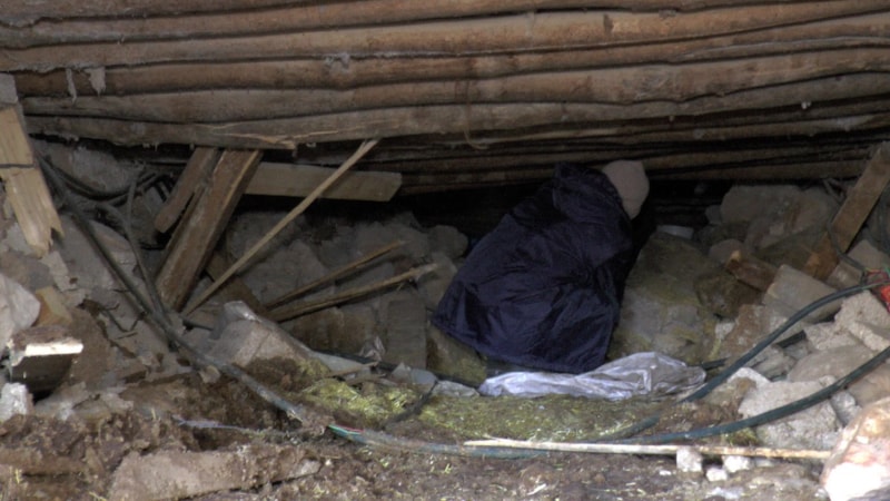 Adıyaman'da enkaz altındaki ineğini besliyor