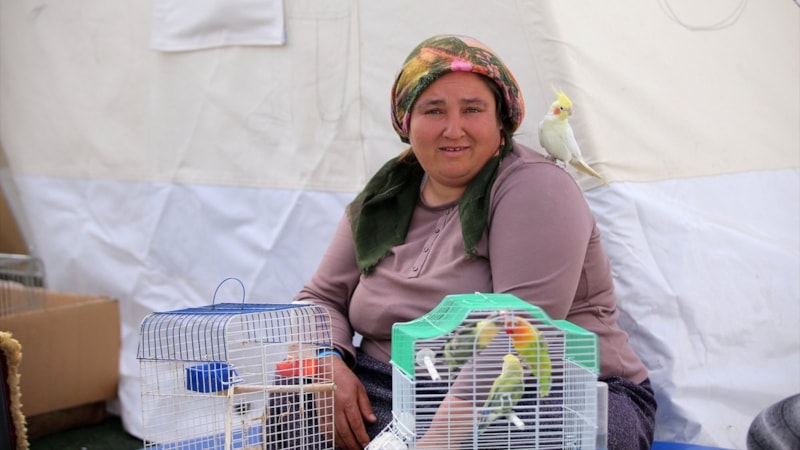 İslahiye'de kuşlarıyla birlikte çadır kentte yaşıyor