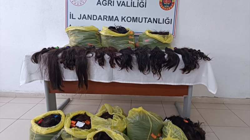 Ağrı'da bir minibüste 397 bağ insan saçı ele geçirildi