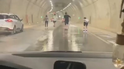 Patenli gençlerin Çamlıca Tüneli’nde tehlikeli yolculuğu