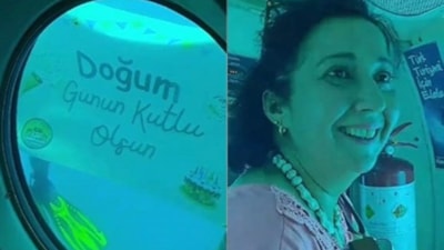 Antalya'ya tatile gelen gurbetçiye deniz altında 50'nci doğum günü sürprizi