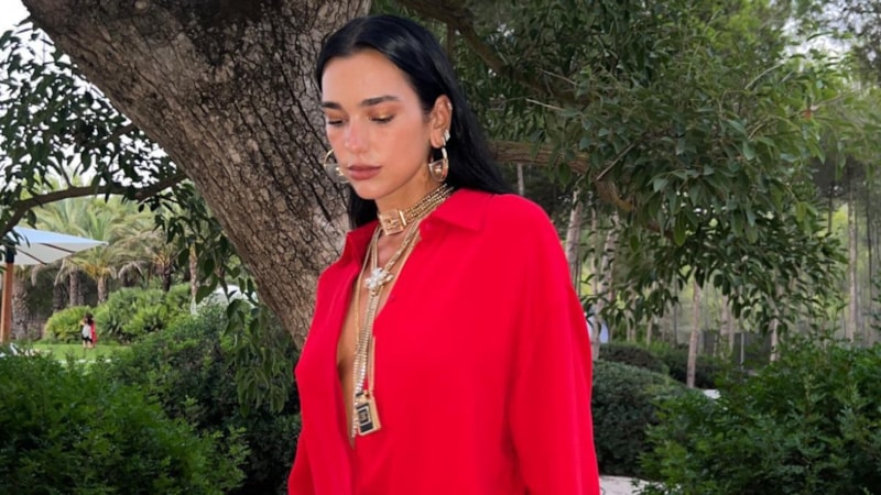 Dua Lipa sevgilisinin kucağında poz verdi