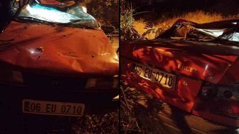 Ankara'da boş araziye uçan araçta 1 kişi hayatını kaybetti