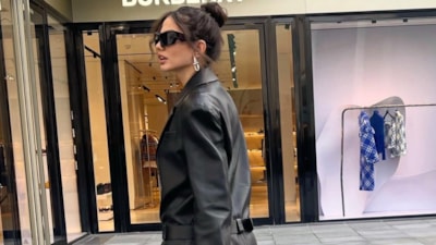 Demet Özdemir'den AVM Stili: Deri kombiniyle tam not aldı