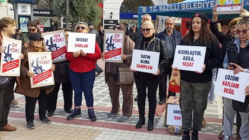 Aydın'da hayvanseverler eylem düzenledi: 'Başıboş insan sorunu var'