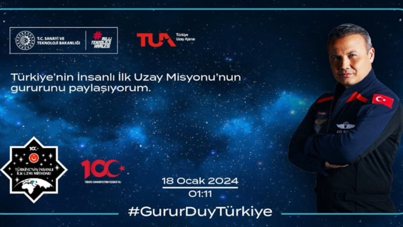 İlk insanlı uzay misyonuyla ilgili hatıra kartında 'Gurur Duy Türkiye' vurgusu yapıldı