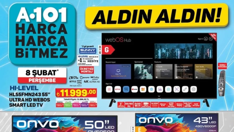 A101, 8 Şubat'ta ortalığı kasıp kavuracak! Şarjlı dik süpürge, televizyon, halı yıkama makinesi...