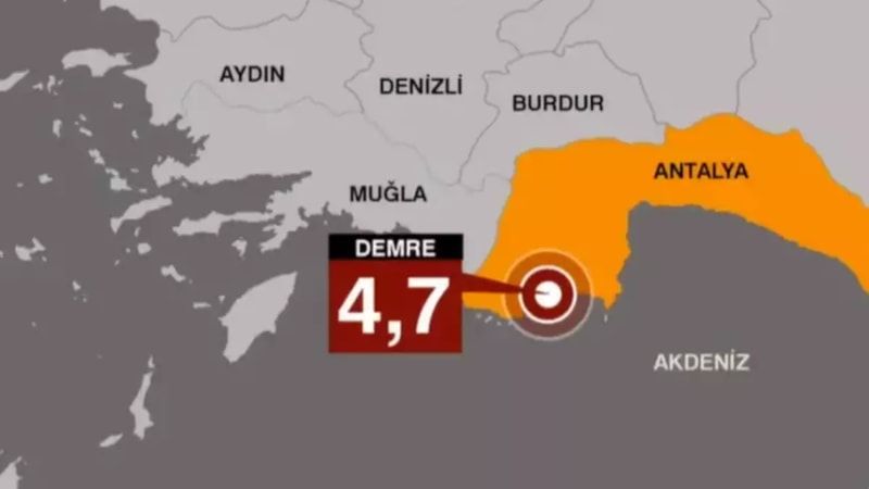 Antalya'da 4.7 büyüklüğünde deprem