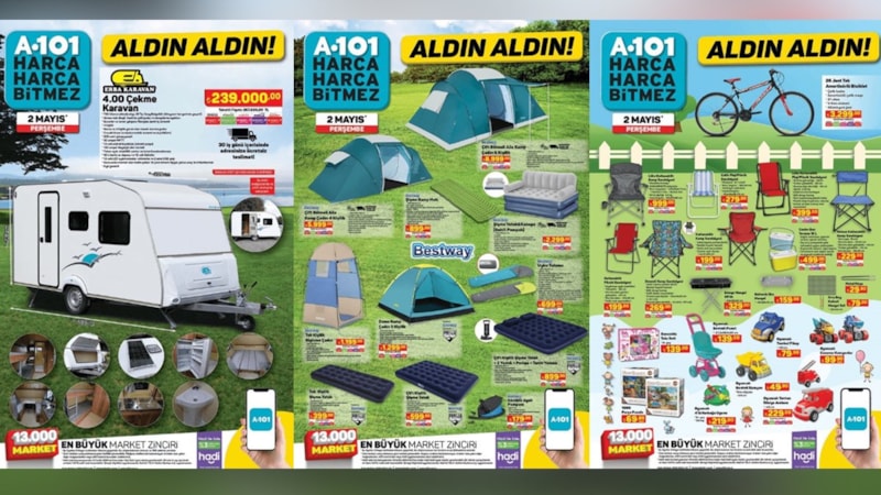 Kampçılar A101’de sıraya girecek: Kamp Çadırı 1.299 TL, Şişme Yatak 399.00 TL, Kamp Sandalyesi 199.00 TL...