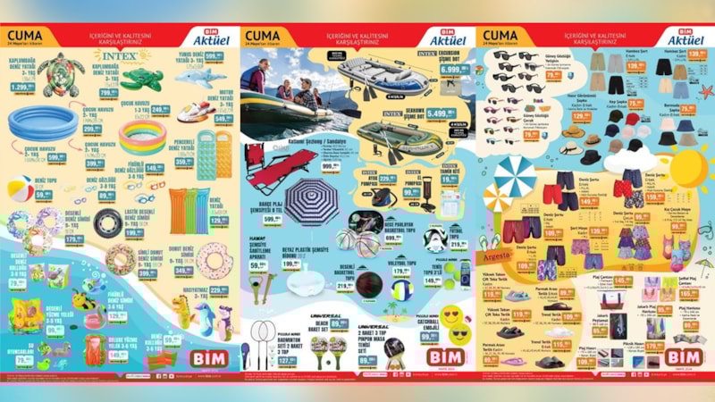 BİM deniz sezonunu açıyor: Şişme Bot 5.499.00 TL, Şezlong/Sandalye 999.00 TL, Plaj Şemsiyesi 599.00 TL…