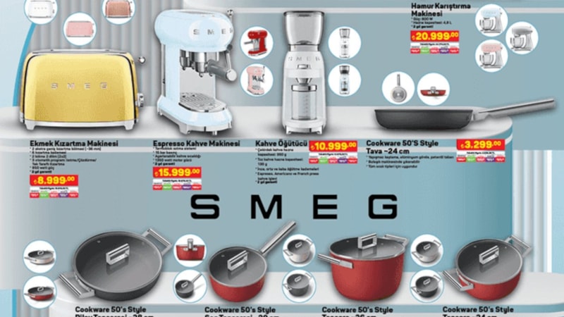 Renkli ve retro: A101'de SMEG festivali! Tencere, tava, kahve makinesi, ekmek kızartma makinesi...