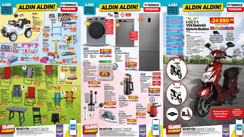 Retro sevenlere A101’den müjde: Retro fırın 2.999 TL, Elektrikli motosiklet 24.990 TL…