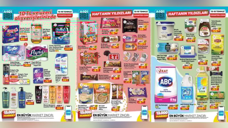 A101’den yüzde 60’a varan indirim; Finish Bulaşık Tableti 249,00 TL, 12’li Tuvalet Kağıdı 79.90 TL…