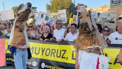 Başıboş sokak köpeği düzenlemesine karşı protesto: Köpek kılığına girdiler