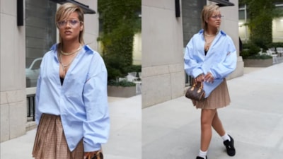 Rihanna, sokak ortasında eteğini açıp iç çamaşırını gösterdi