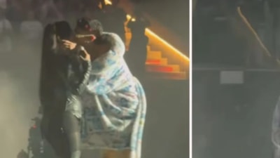 Wanda Nara, sahnede dudak dudağa öpüştü