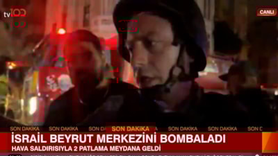 Beyrut'taki tv100 canlı yayınına sivillerden saldırı