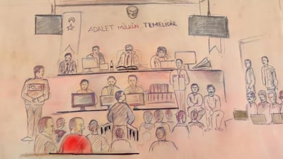 Yenidoğan Çetesi adliye ressamının çizimine yansıdı