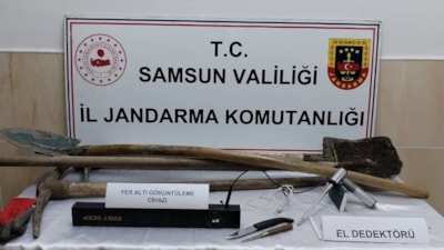 Samsun'da kaçak kazı yapan 5 şüpheli suçüstü yakalandı