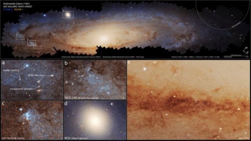 Hubble, Andromeda'nın 2,5 milyar piksellik  görüntüsünü oluşturdu