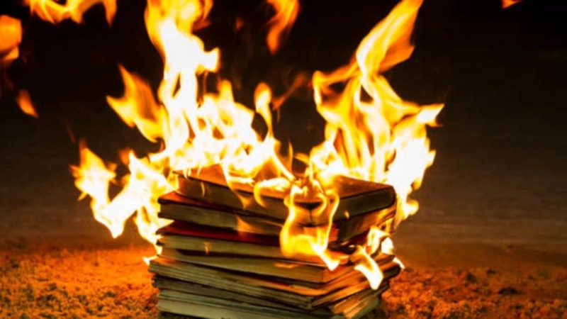 Fernando Baez'in Kitap Kıyımının Evrensel Tarihi çalışmasında kitap kıyımı; kitaplarıma dokunmayın