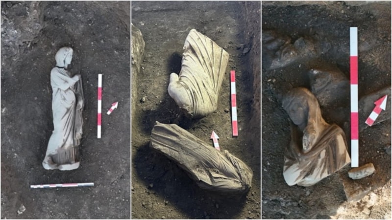 Perge Antik Kenti'ndeki kazı çalışmalarında farklı dönemlere ait 5 heykel bulundu