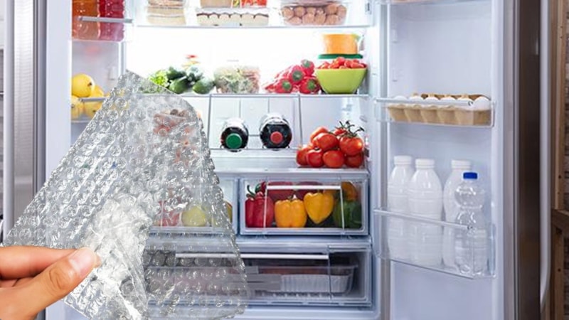 Baloncuklu naylonu buzdolabına koyun, tem tasarruf edin hem tazeliği garantileyin...